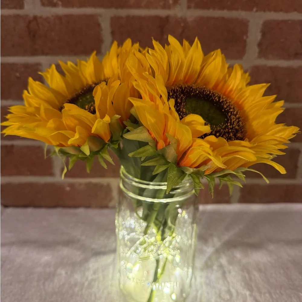 Autumn Floral Arrangement in Mason Jar with LED lights